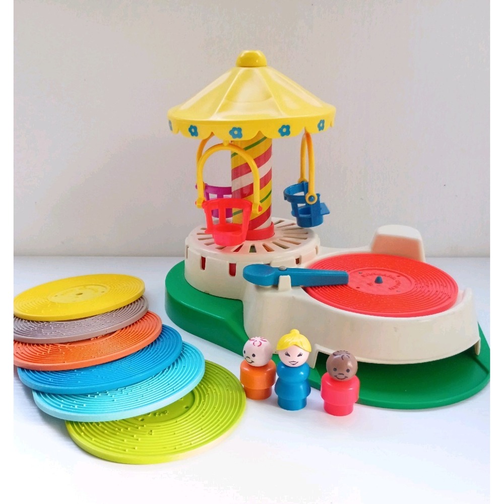 Vintage Fisher Price Little People Change A Tune Carousel Record Player Works